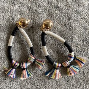 Black, white and multi colors dangle earrings